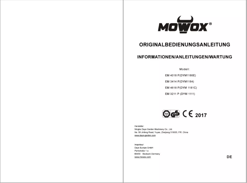 Página 1 del manual Manual de usuario Mowox EM 3440 P-Li