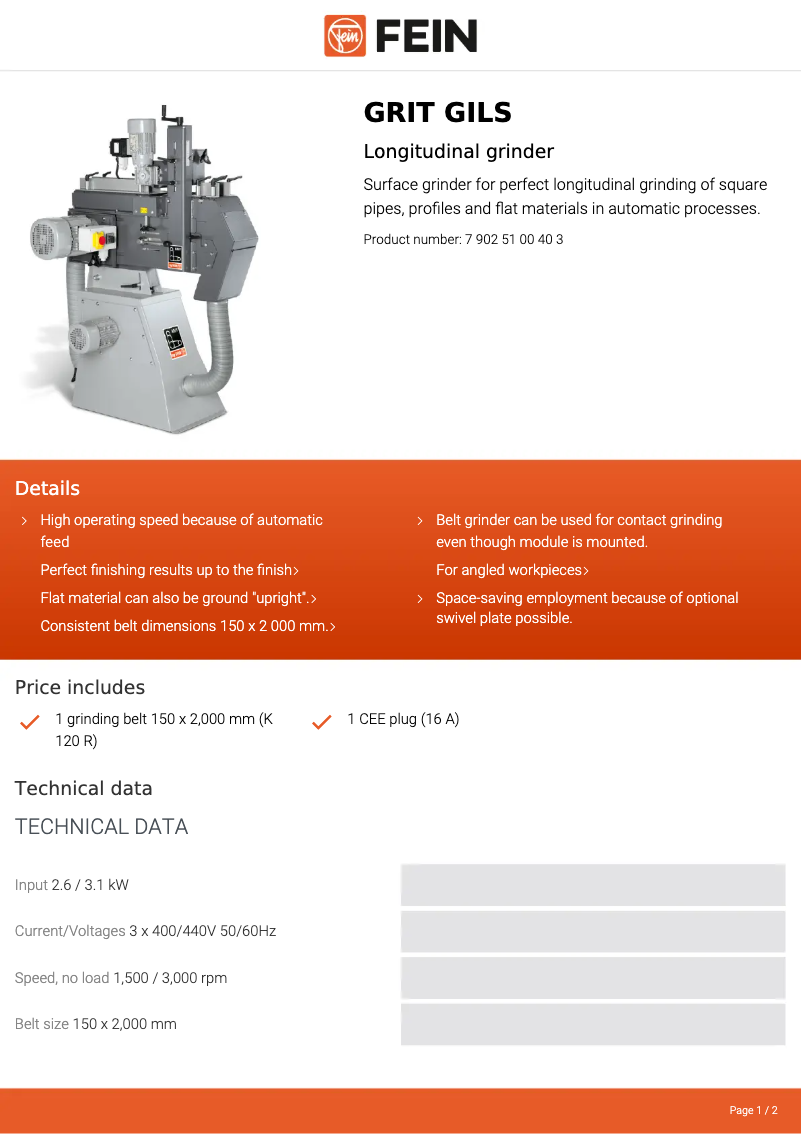 Image de la première page du manuel de l'appareil GRIT GILS