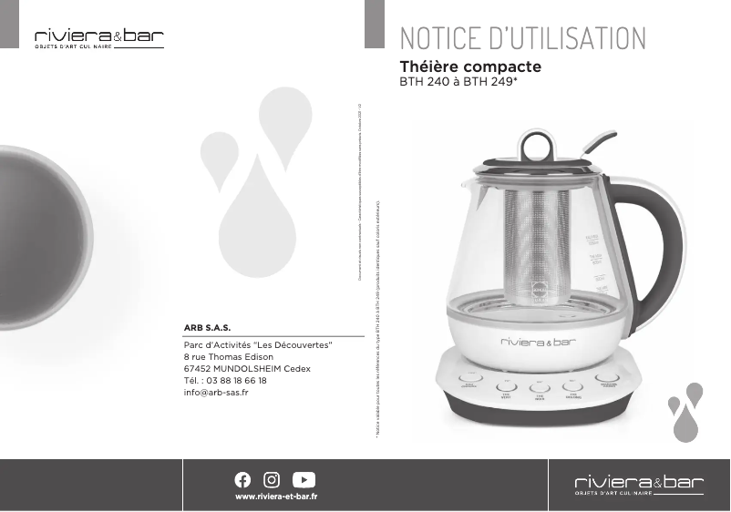 Page n°1 - Manuel utilisateur Riviera & Bar BTH249