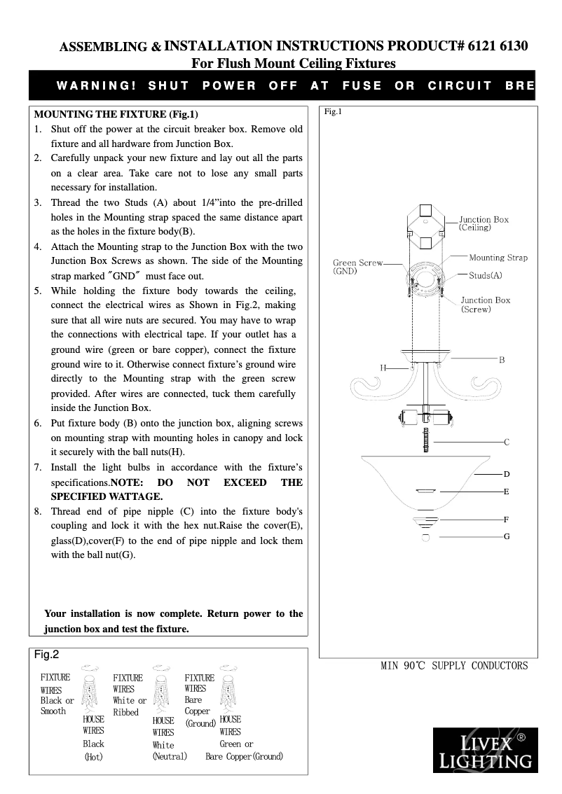 Page 1 de la notice Manuel utilisateur Livex Lighting Coronado 6130-01