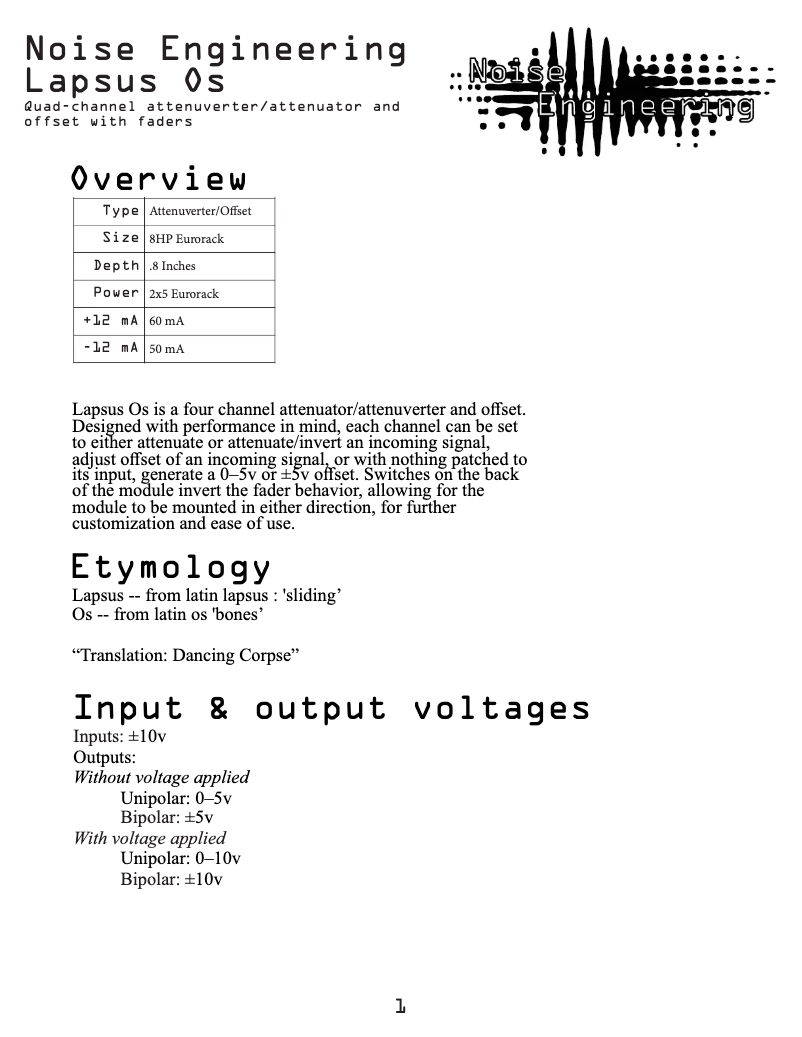 Image de la première page du manuel de l'appareil Lapsus Os