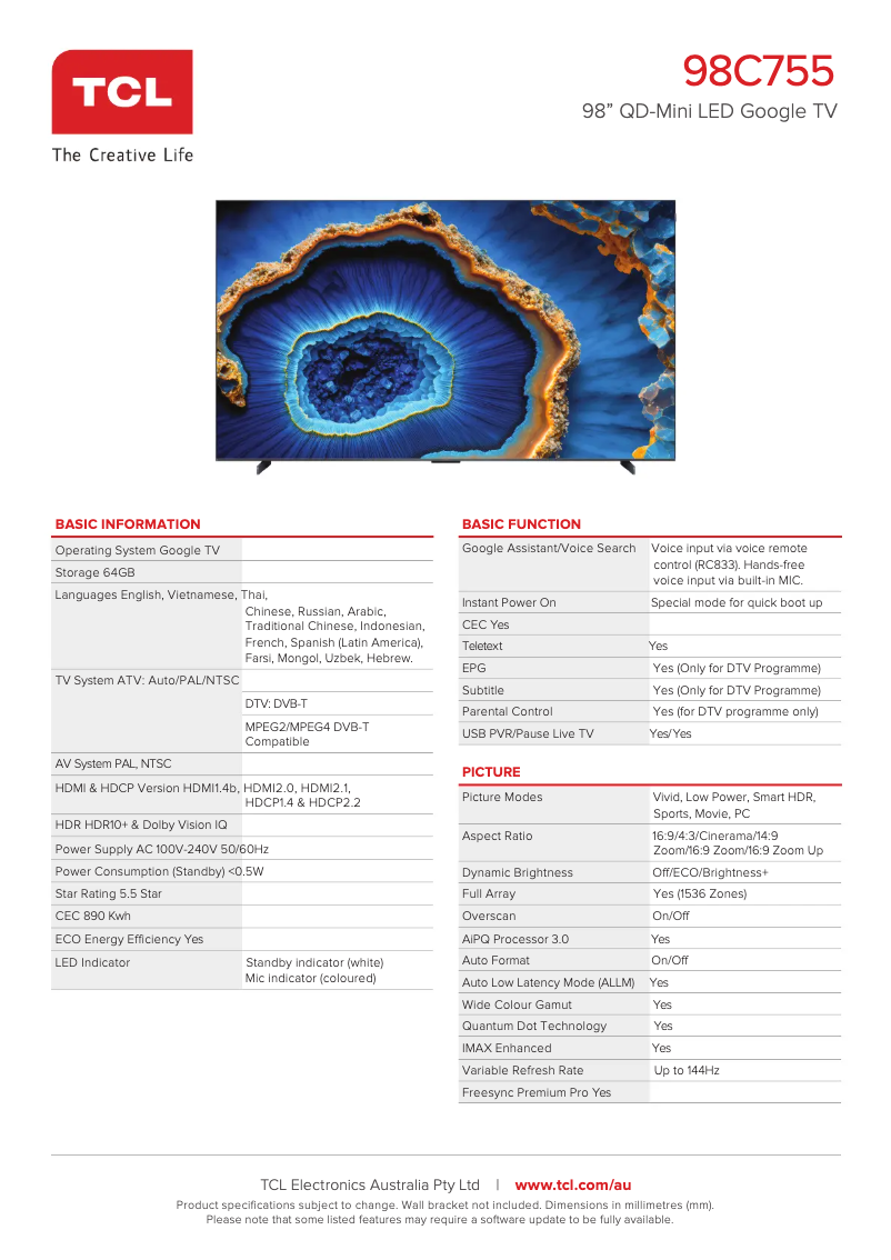 Image de la première page du manuel de l'appareil 98C755