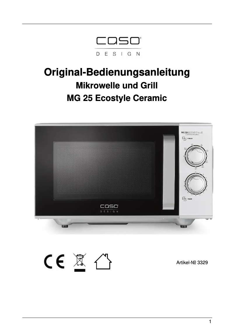 Image de la première page du manuel de l'appareil MG 25 Ecostyle Ceramic