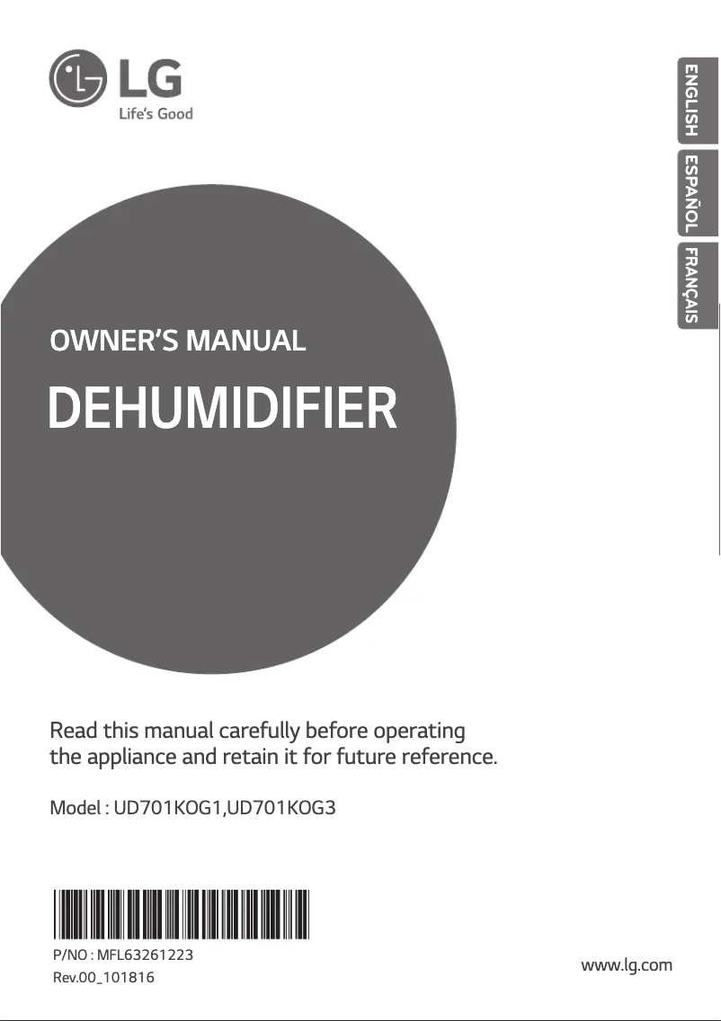 Image de la première page du manuel de l'appareil UD701KOG3