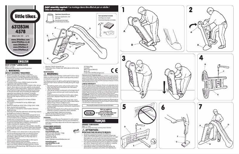 Page 1 de la notice Manuel utilisateur Little Tikes Easy Store Large Slide Primary