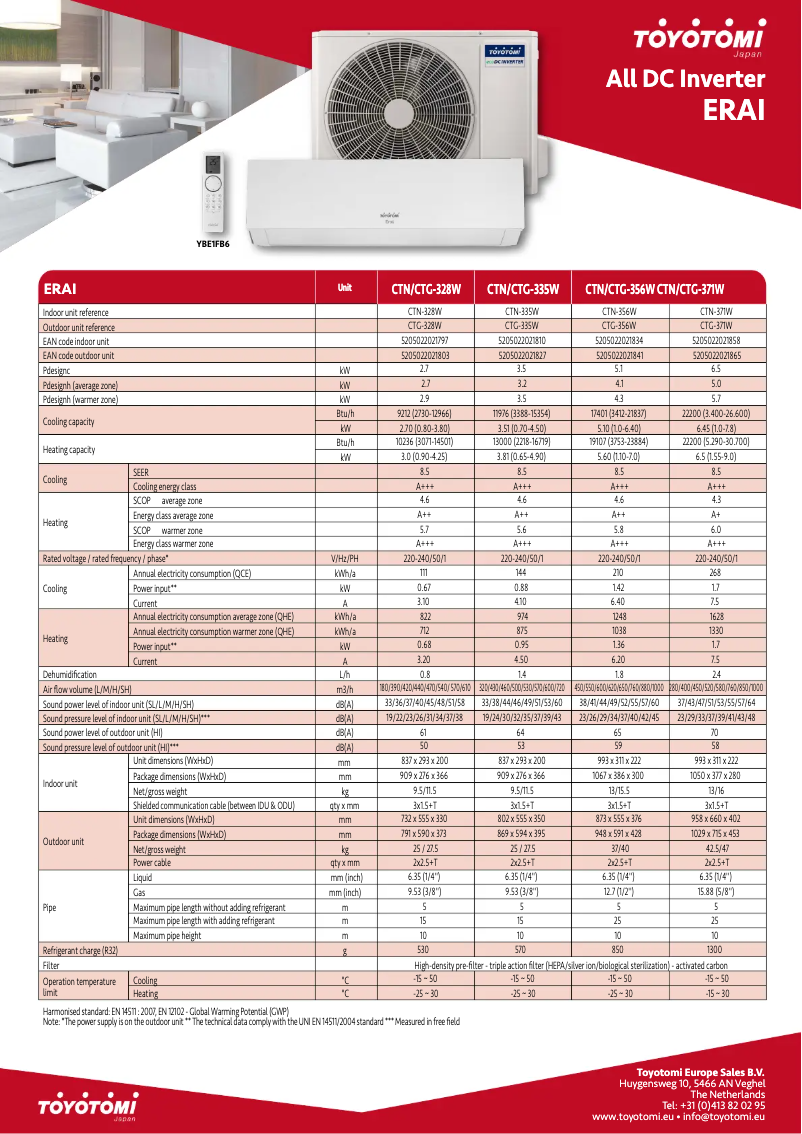 Page n°1 - Fiche technique Toyotomi CTN/CTG-328W