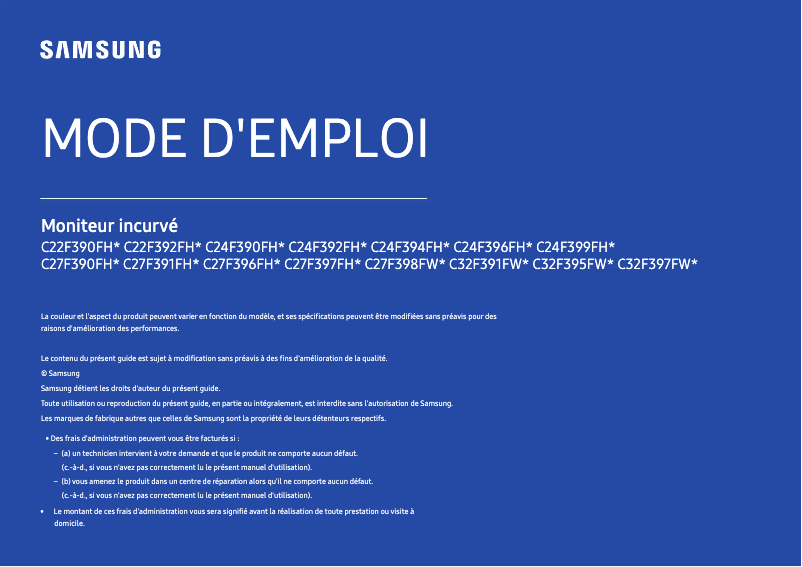 Page n°1 - Manuel utilisateur Samsung C27F391FHC