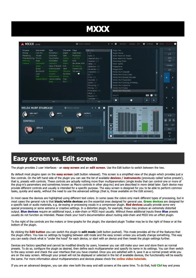 Page n°1 - Manuel utilisateur MeldaProduction MXXX