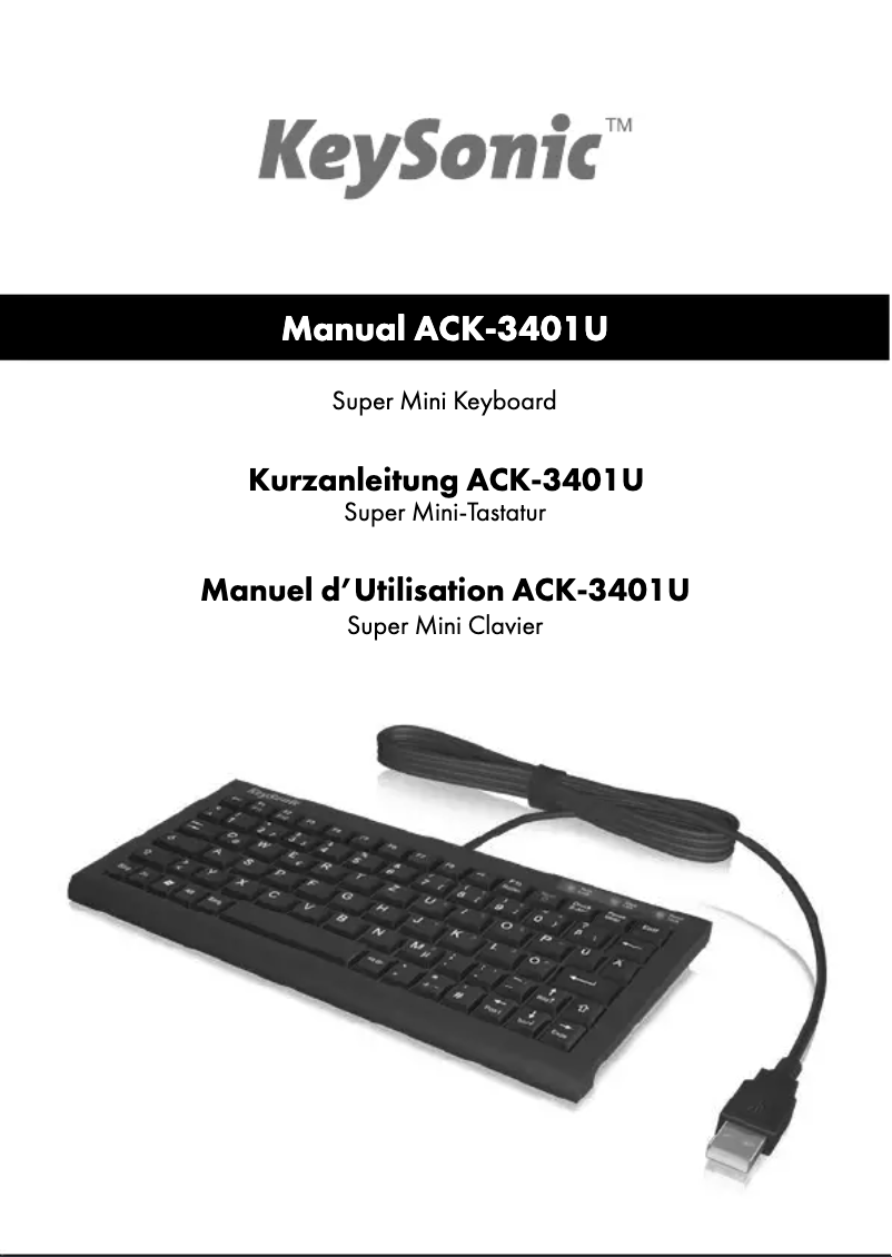 Page 1 de la notice Manuel utilisateur KeySonic ACK-3401U
