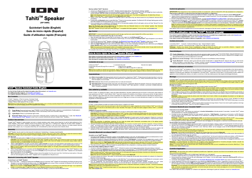 Image de la première page du manuel de l'appareil Tahiti