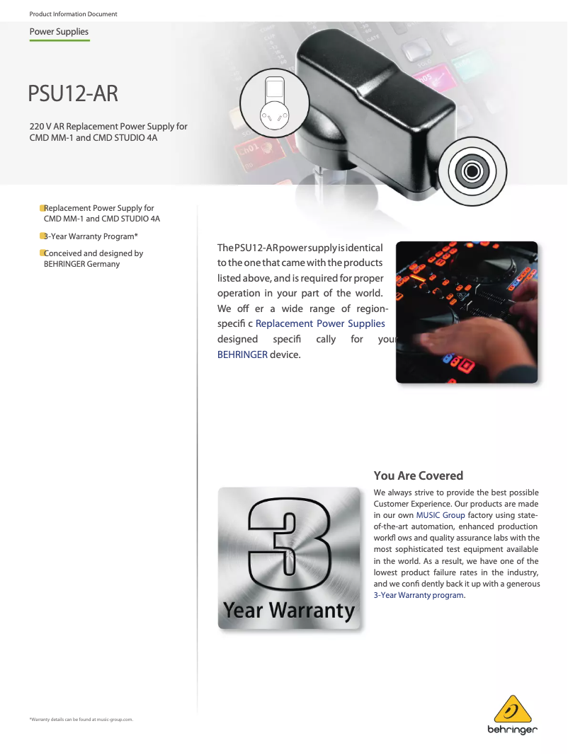 Imagen de la primera página del manual del dispositivo PSU12-AR