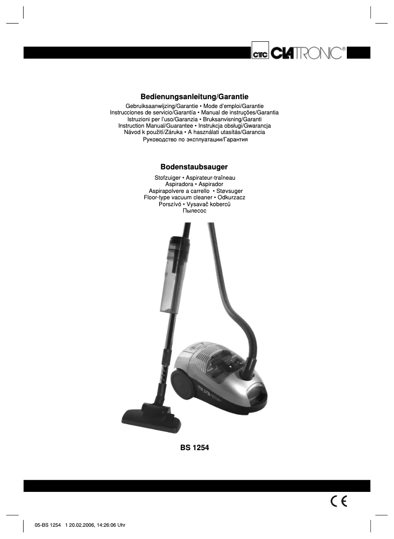 Page 1 de la notice Manuel utilisateur Clatronic BS 1254