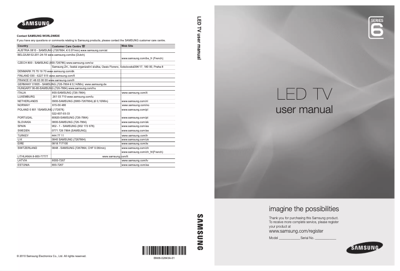 Image de la première page du manuel de l'appareil UE55C6990