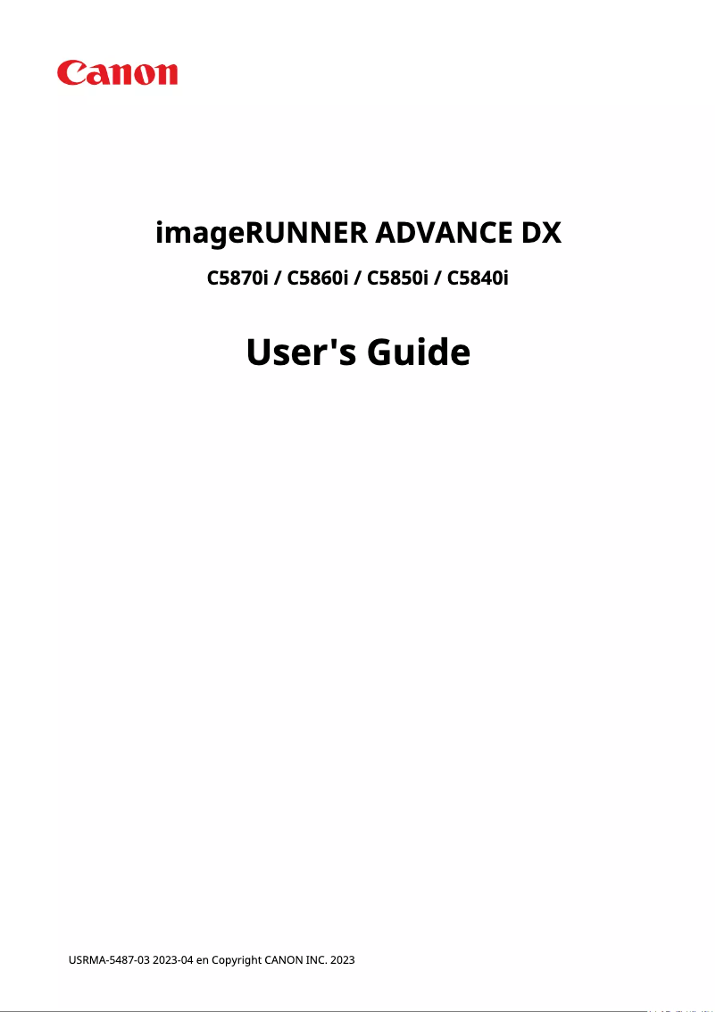 Page 1 de la notice Manuel utilisateur Canon imageRUNNER ADVANCE DX  C5850i