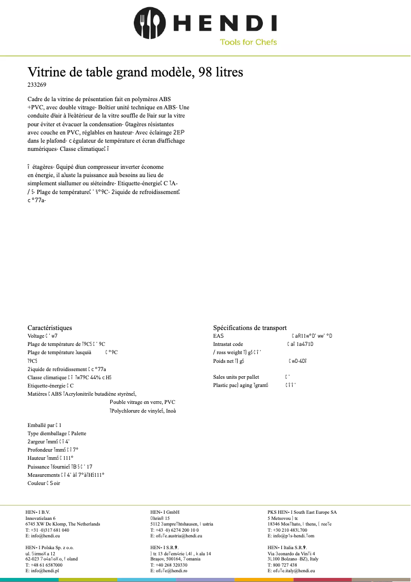 Page 1 de la notice Fiche technique Arktic 233665