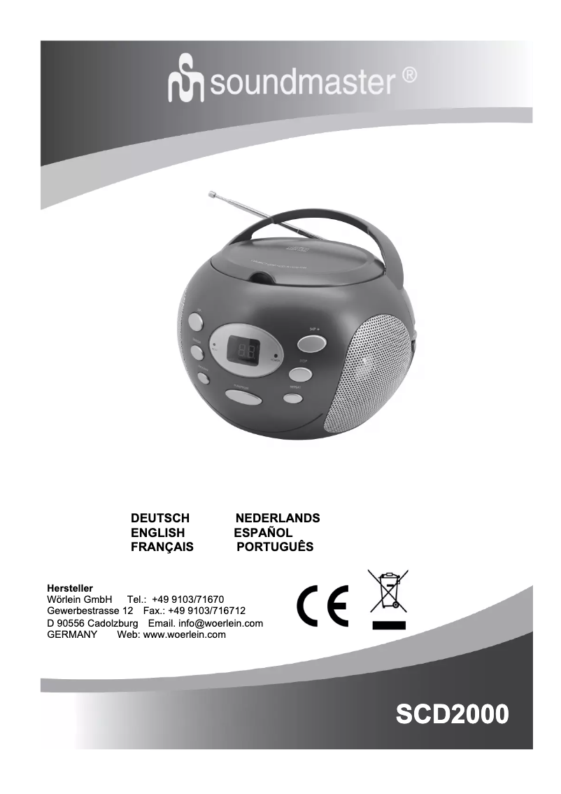 Page n°1 - Manuel utilisateur Soundmaster SCD2000
