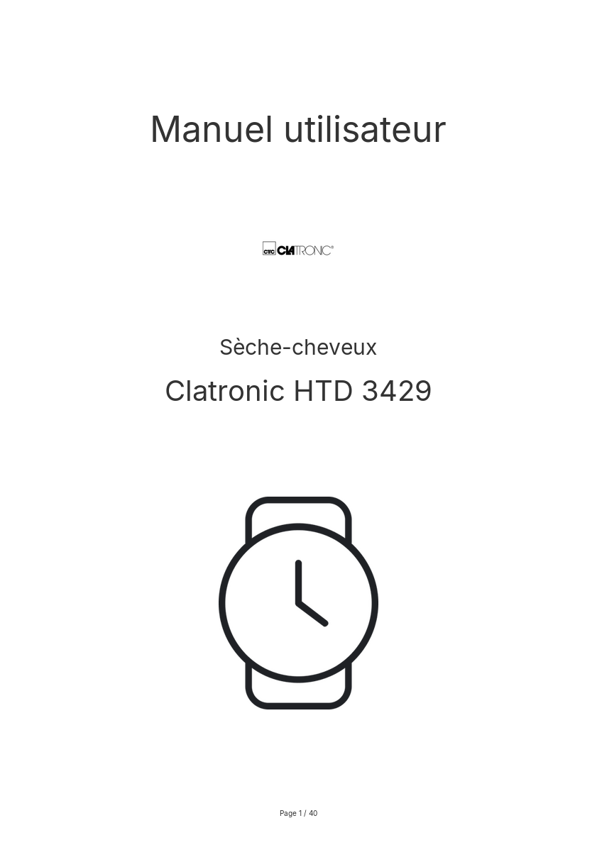 Image de la première page du manuel de l'appareil HTD 3429
