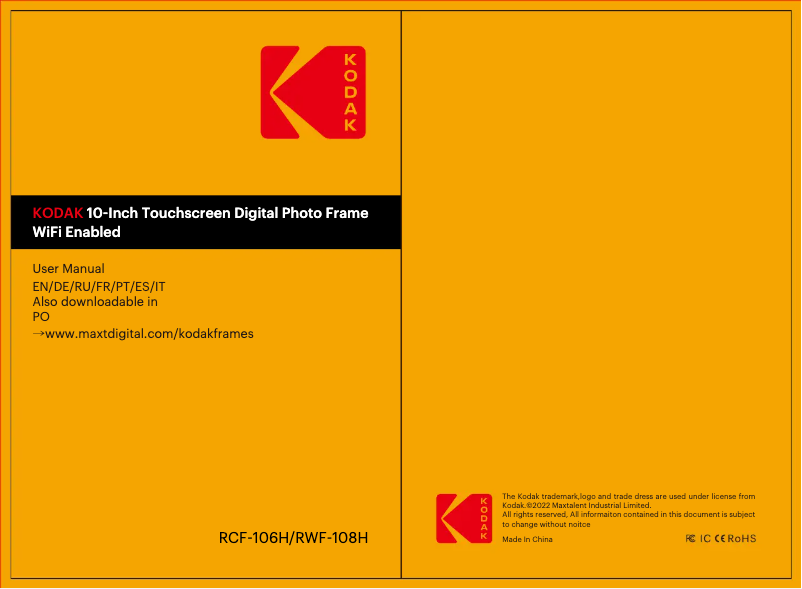 Page 1 de la notice Manuel utilisateur Kodak RWF-108