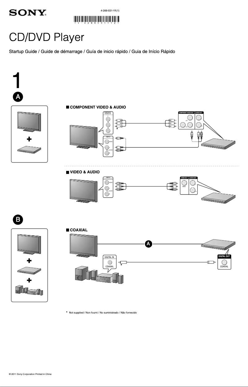 Page n°1 - Guide d'installation Sony DVP-SR405P