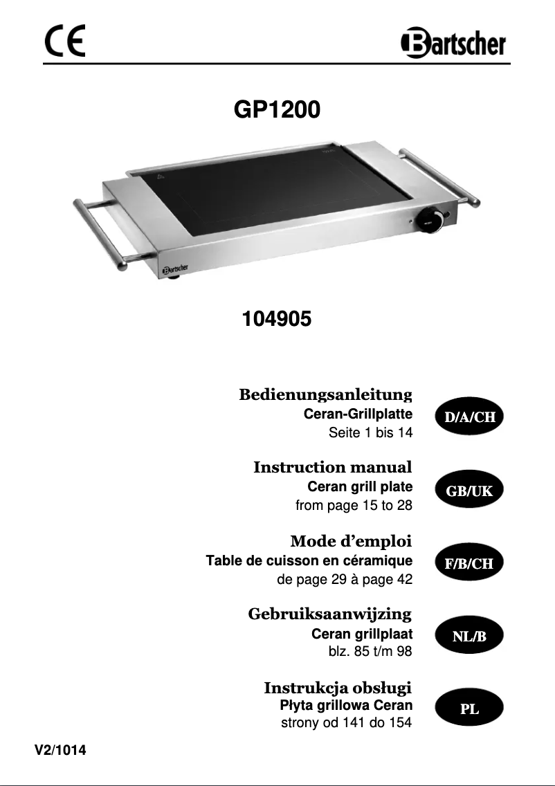 Page 1 de la notice Manuel utilisateur Bartscher GP1200
