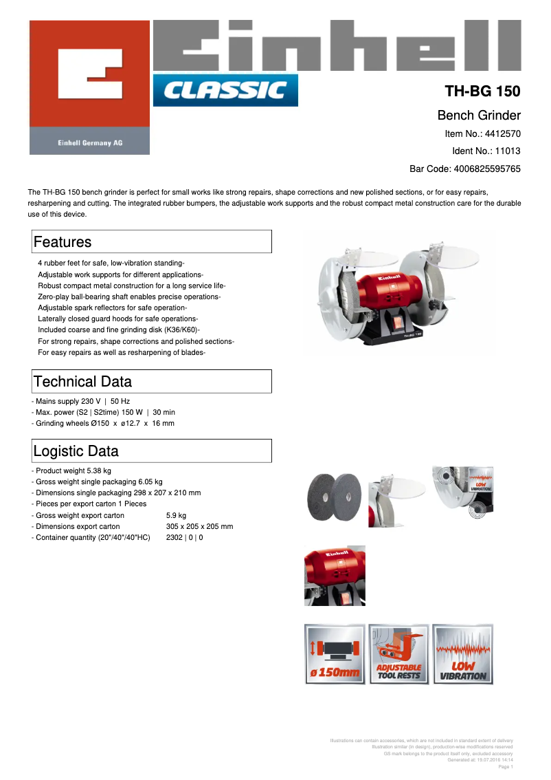 Image de la première page du manuel de l'appareil TH-BG 150