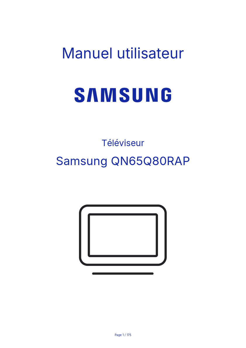 Page 1 de la notice Manuel utilisateur Samsung QN65Q80RAP