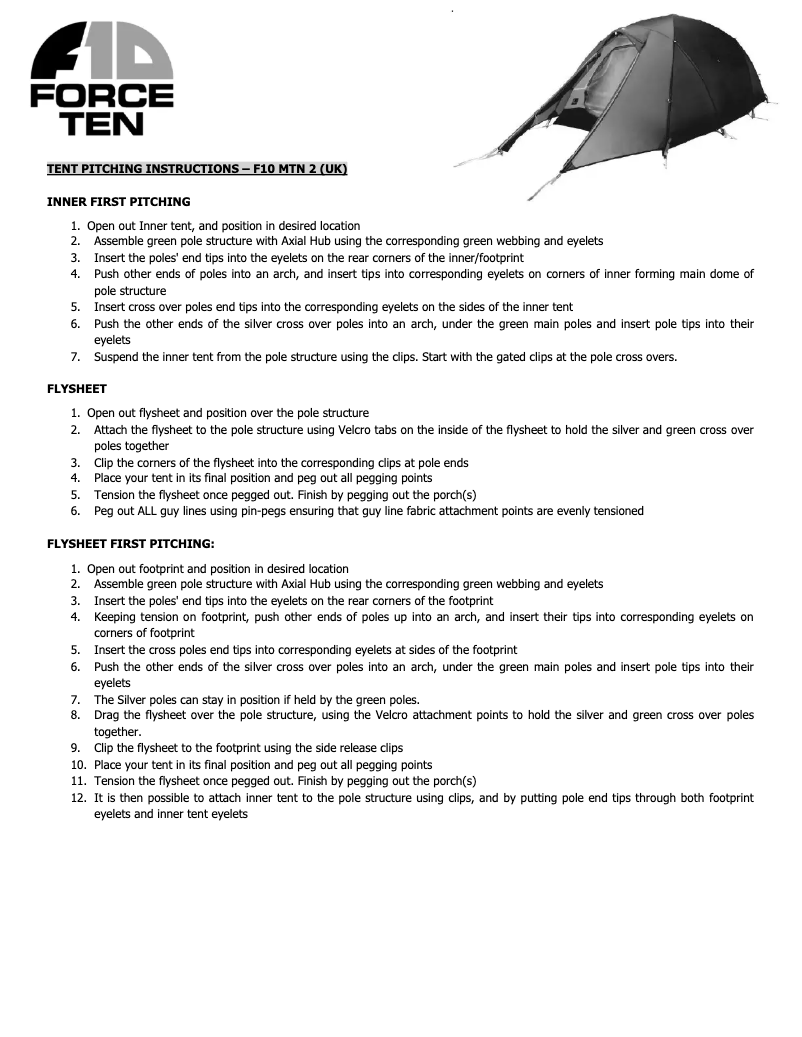 Image de la première page du manuel de l'appareil F10 MTN 2