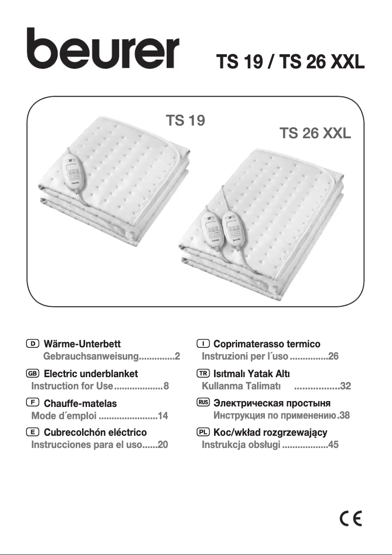 Page 1 de la notice Manuel utilisateur Beurer TS 26 XXL