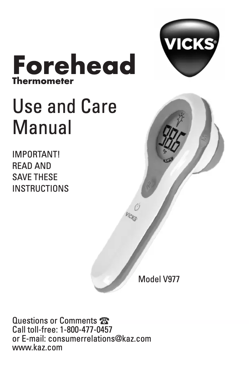 Page 1 de la notice Manuel utilisateur Vicks V977