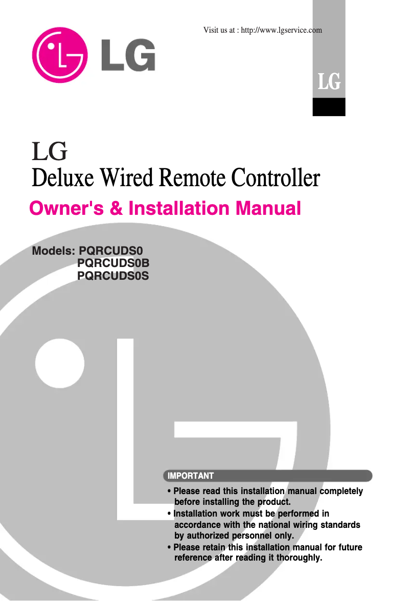 Page n°1 - Guide d'installation LG PQRCUDS0S