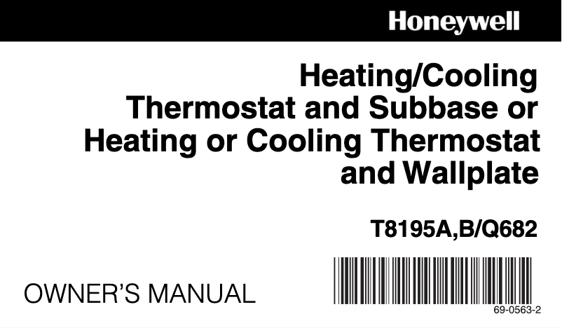 Page 1 de la notice Manuel utilisateur Honeywell T8195B
