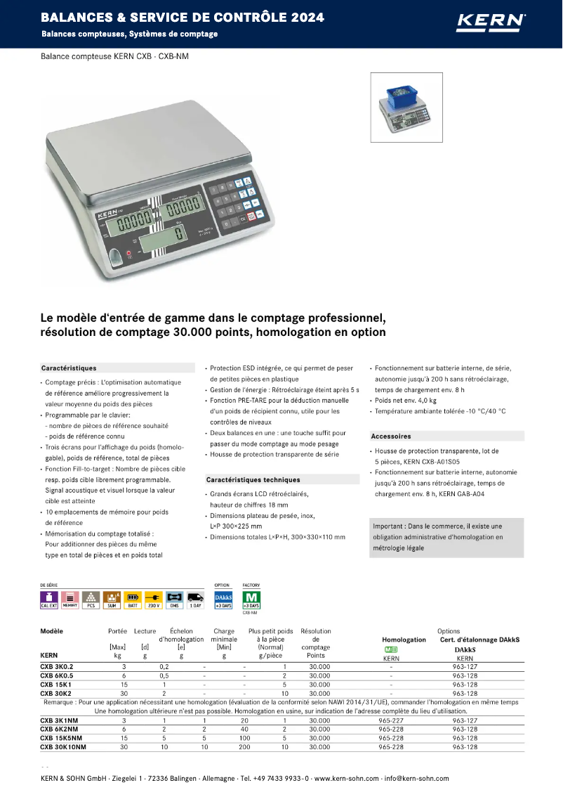 Page 1 de la notice Brochure Kern CXB 30K2