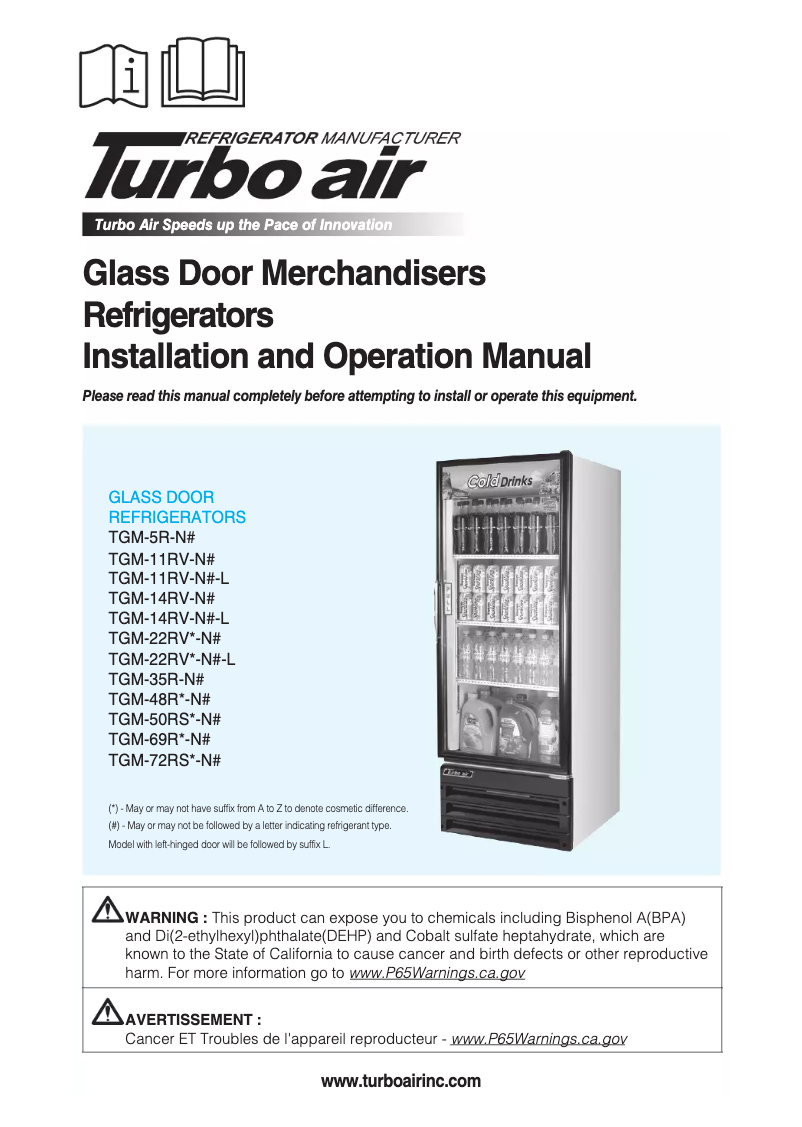 Page 1 de la notice Guide d'installation Turbo air TGM-5R