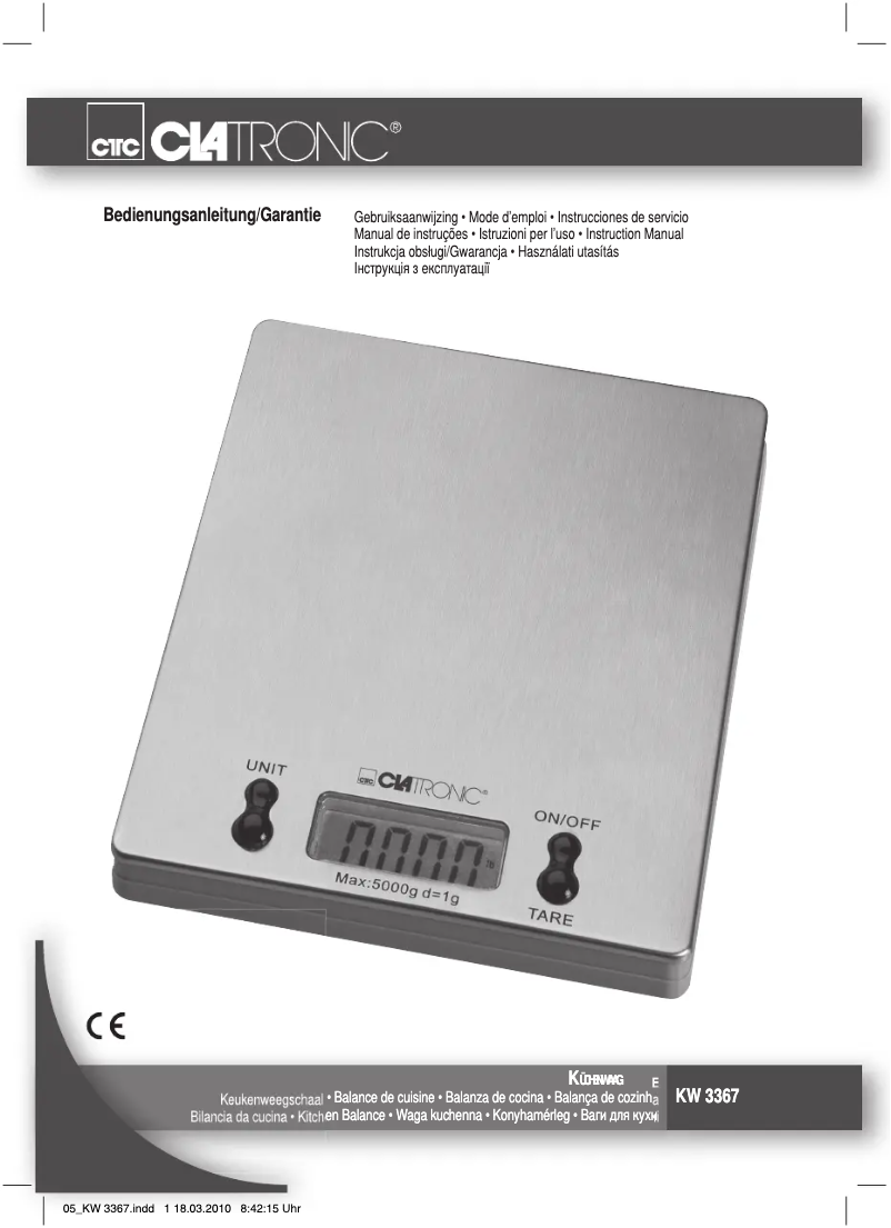 Page 1 de la notice Manuel utilisateur Clatronic KW 3367