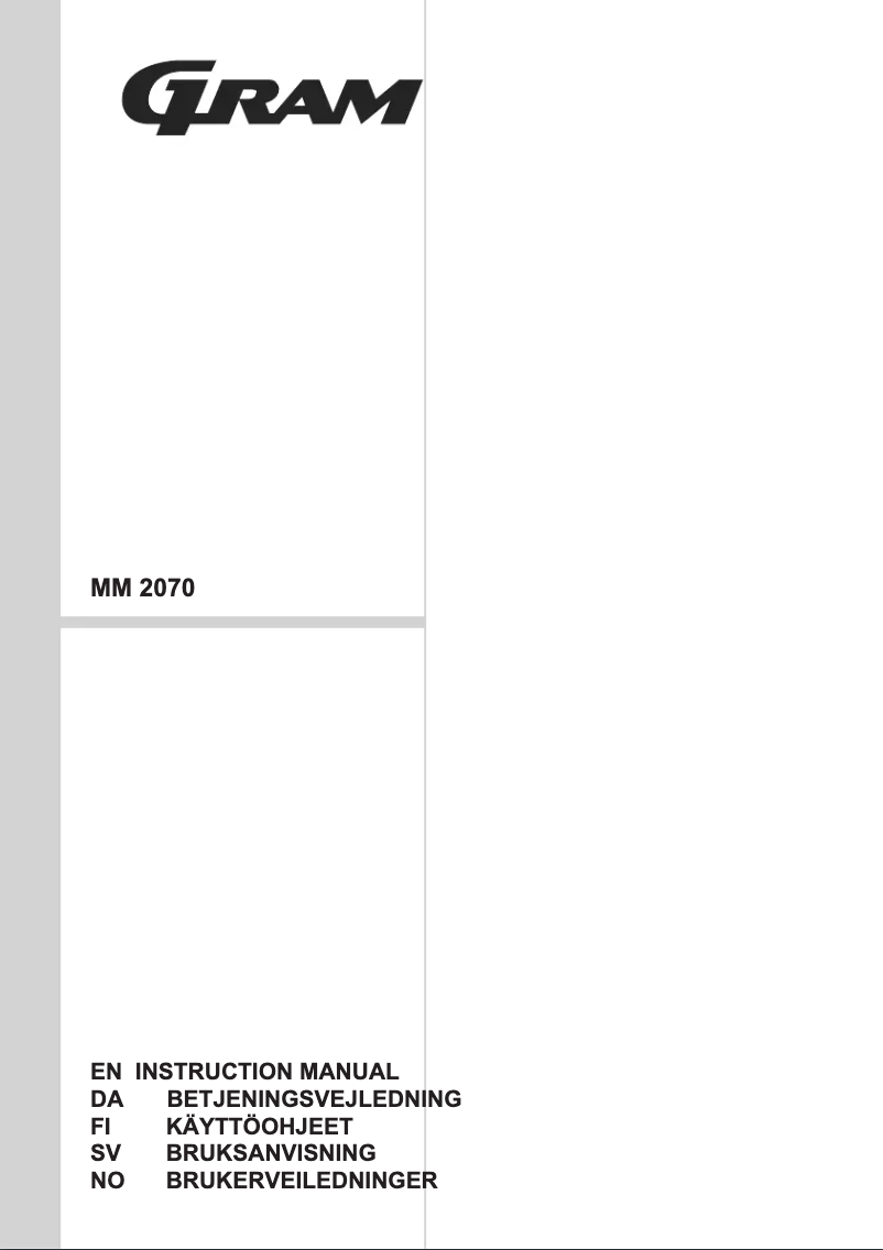 Page 1 de la notice Manuel utilisateur Gram MM 2070