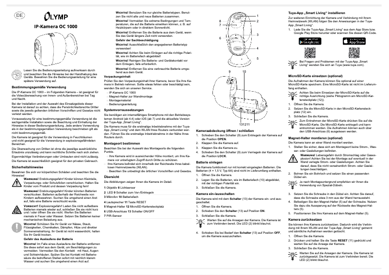Page n°1 - Manuel utilisateur Olympia OC 1000