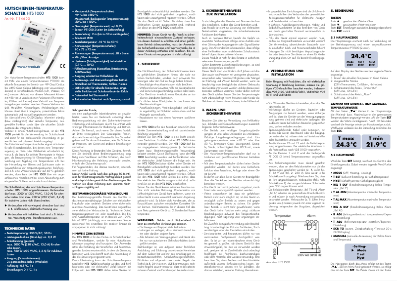 Page n°1 - Manuel utilisateur H-Tronic HTS 1000
