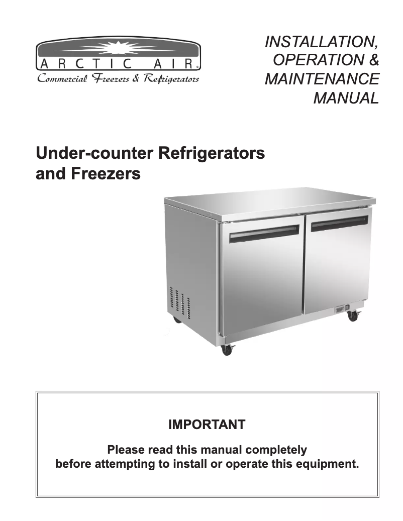 Page n°1 - Manuel utilisateur Arctic Air AUC48F