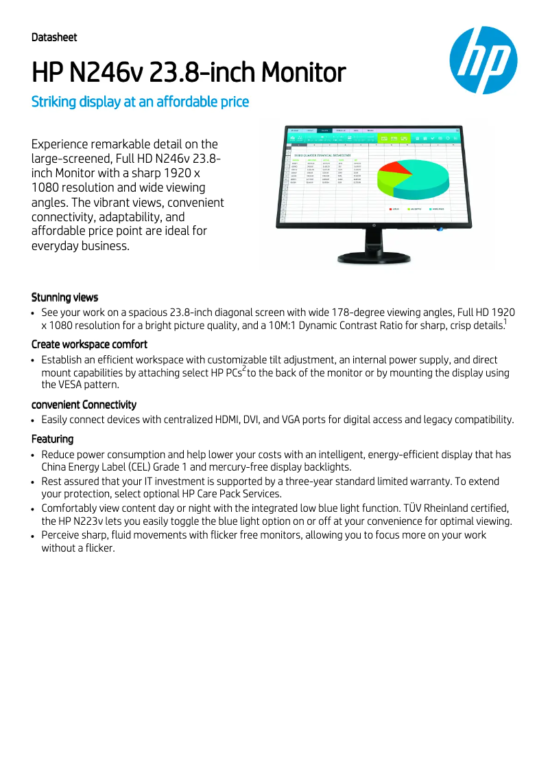 Página 1 del manual Ficha técnica HP N246V