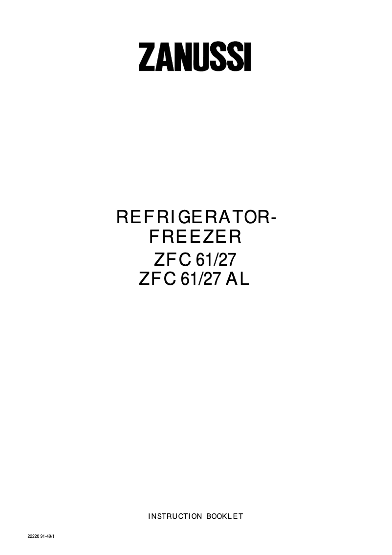 Image de la première page du manuel de l'appareil ZF61/27