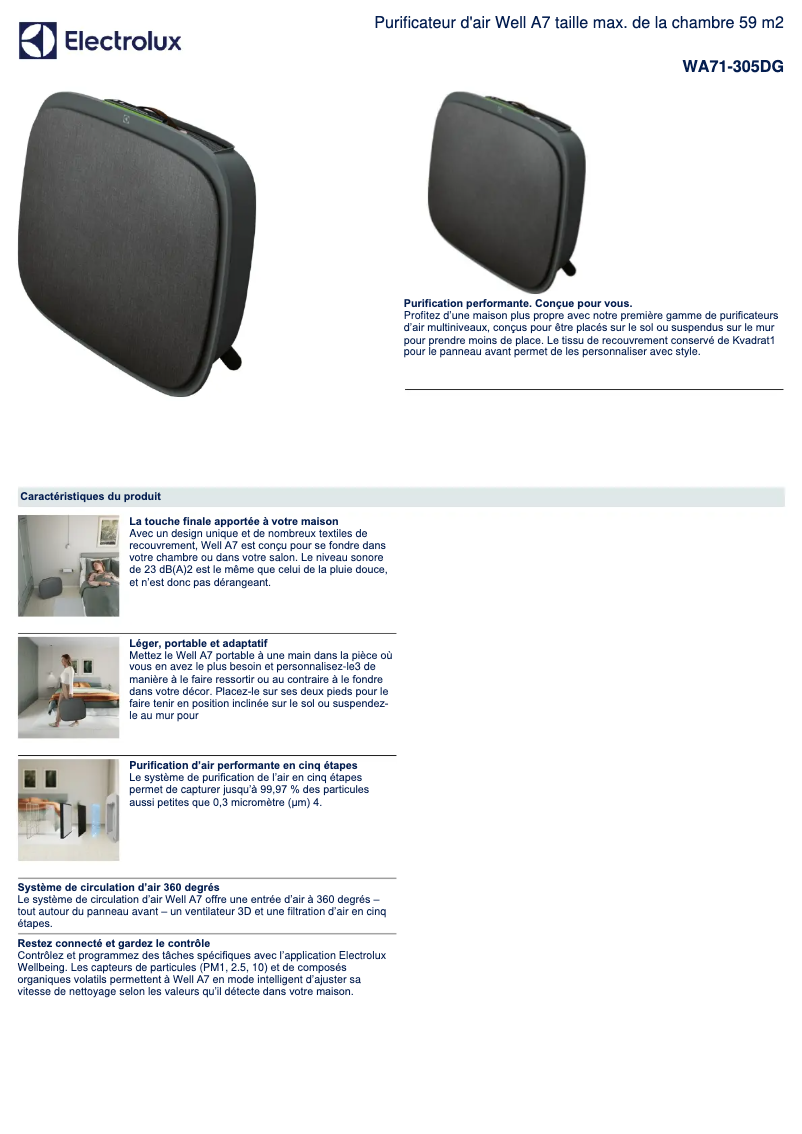 Imagen de la primera página del manual del dispositivo Well A7 WA71-305DG