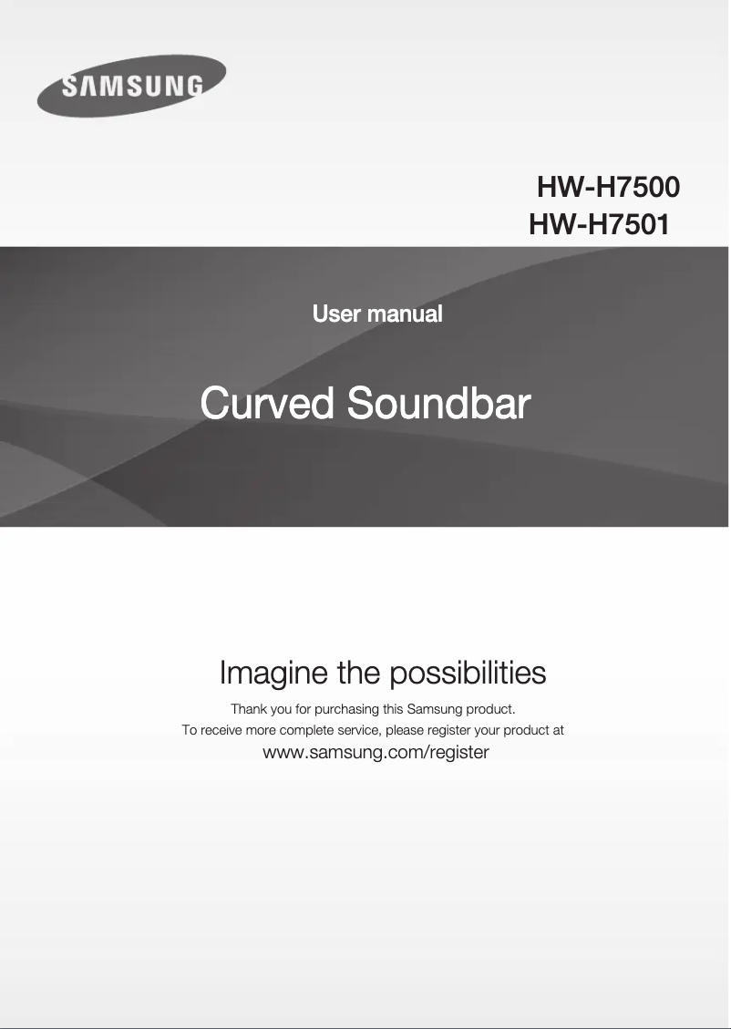 Page 1 de la notice Manuel utilisateur Samsung HW-H7501