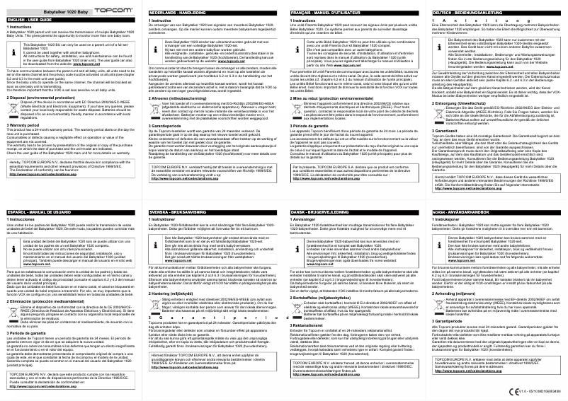 Page n°1 - Manuel utilisateur Topcom Babytalker 1020 Baby