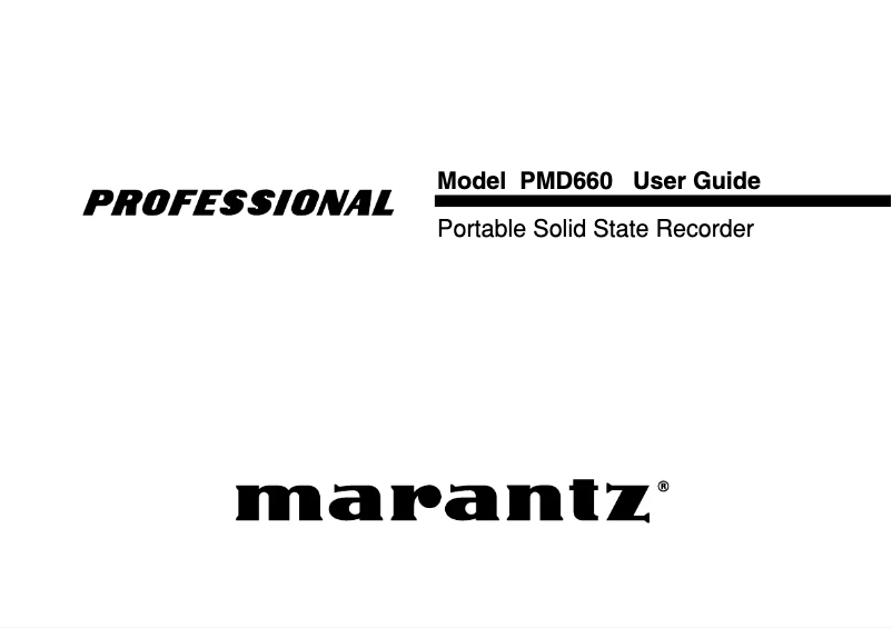 Page 1 de la notice Manuel utilisateur Marantz PMD660