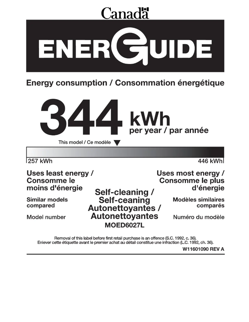 Page 1 de la notice Label énergétique Maytag MOED6027LZ