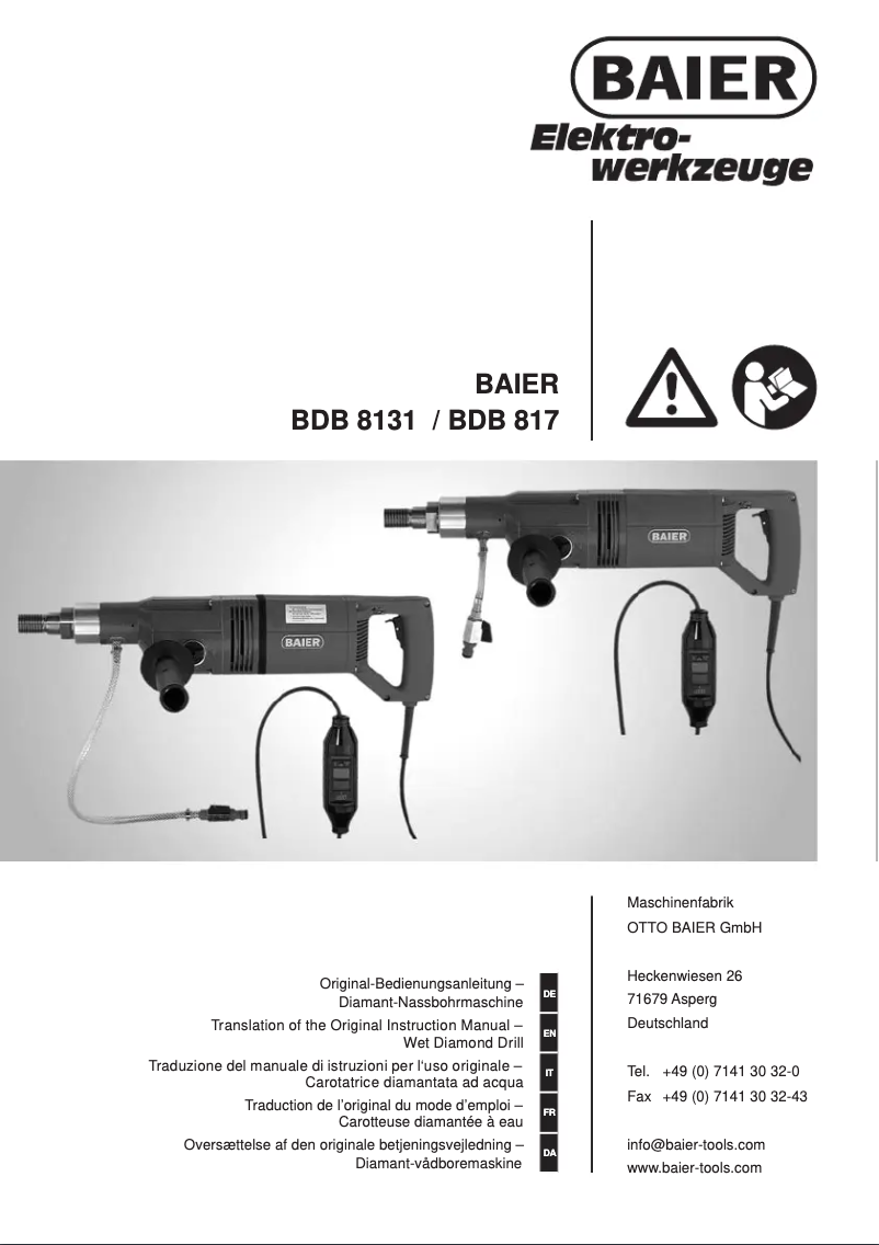 Page n°1 - Manuel utilisateur Baier BDB 817