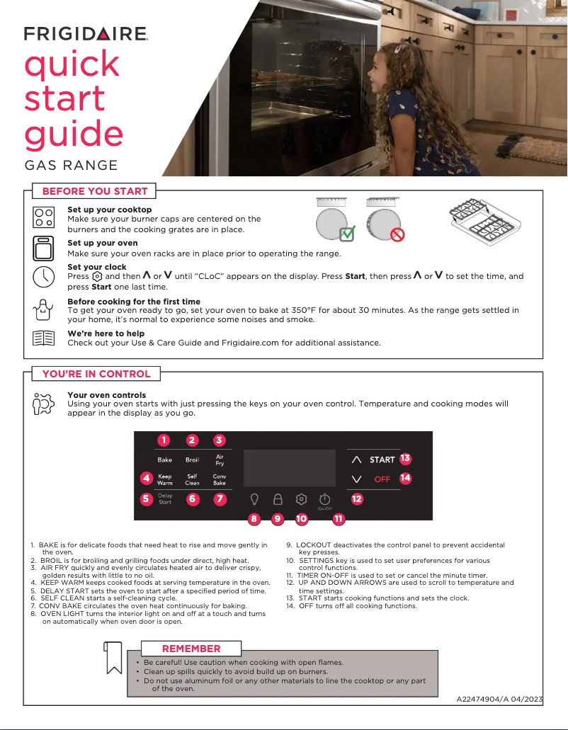 Page n°1 - Guide de démarrage rapide Frigidaire FCRG3083AS