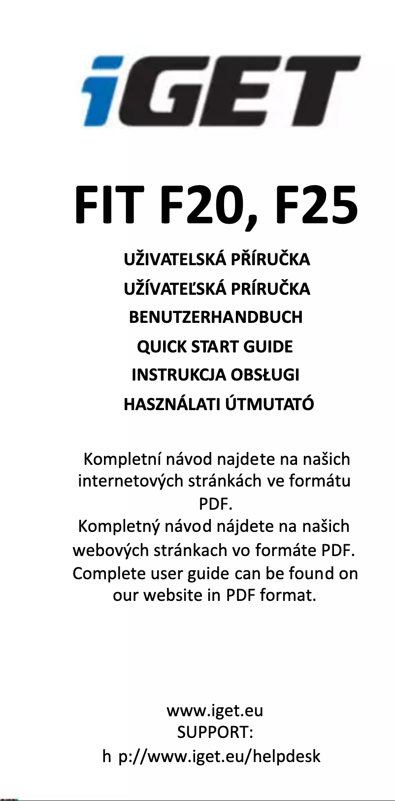 Page n°1 - Manuel utilisateur iGET FIT F20