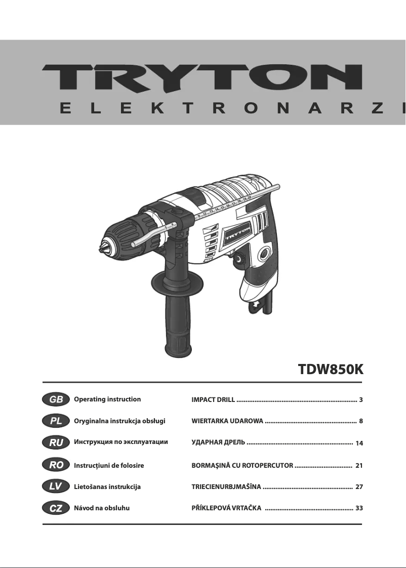 Página 1 del manual Manual de usuario Tryton TDW850K