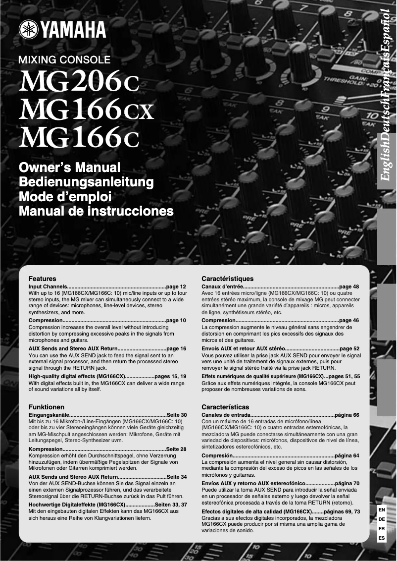 Page 1 de la notice Manuel utilisateur Yamaha MG206C